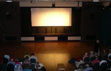 The hall just before a screening Chertsey Hall interior